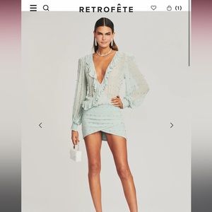 Blue retrofete long sleeve dress